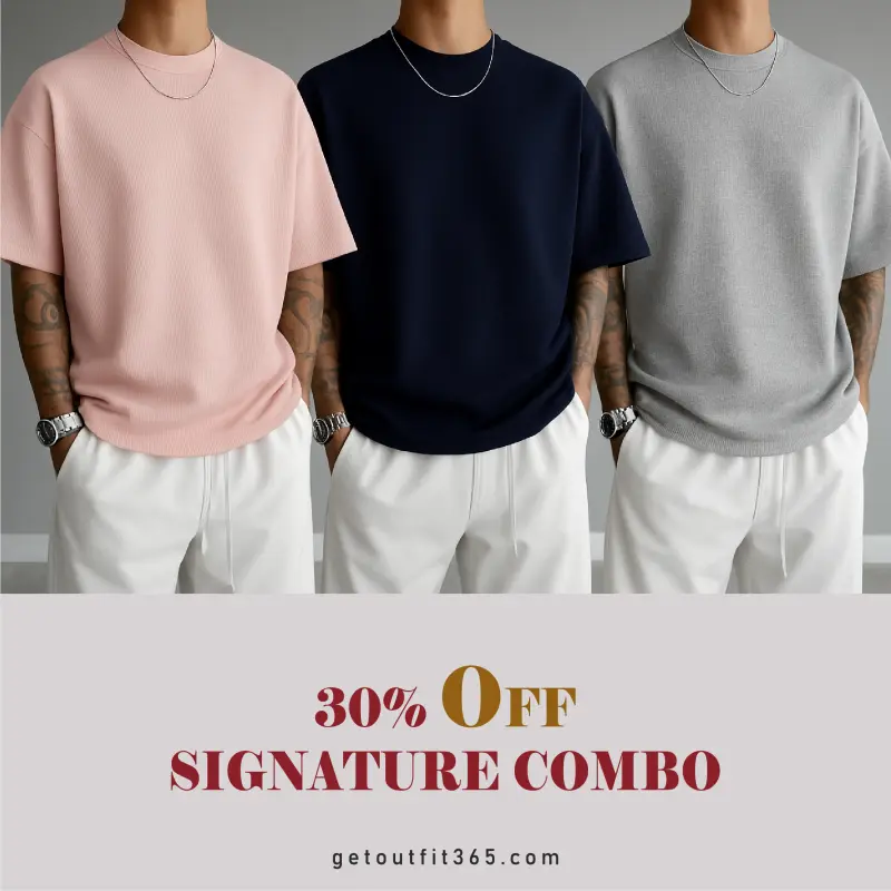 Baby Pink / Navy Blue / Gray Melange - Waffle Drop Tee's