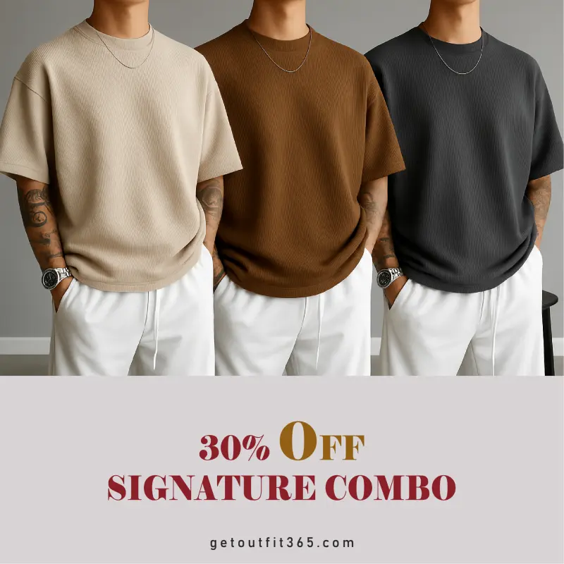 Beige / Brown / Charcoal - Waffle Drop Tee's