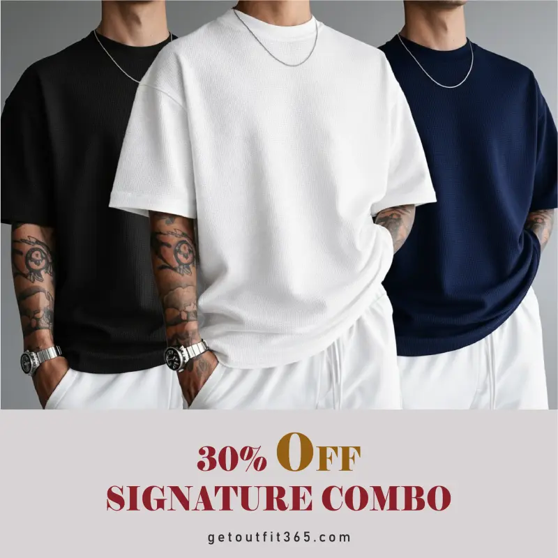 Black / White / Navy Blue - Waffle Drop Tee's