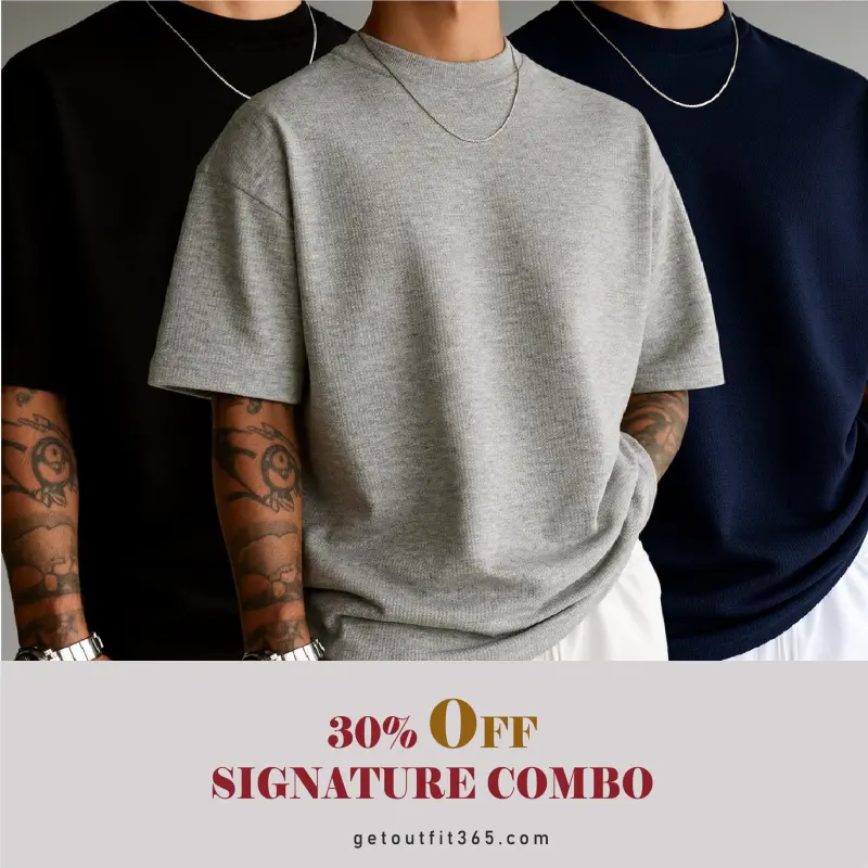 Black / Gray Melange / Navy Blue - Waffle Drop Tee's