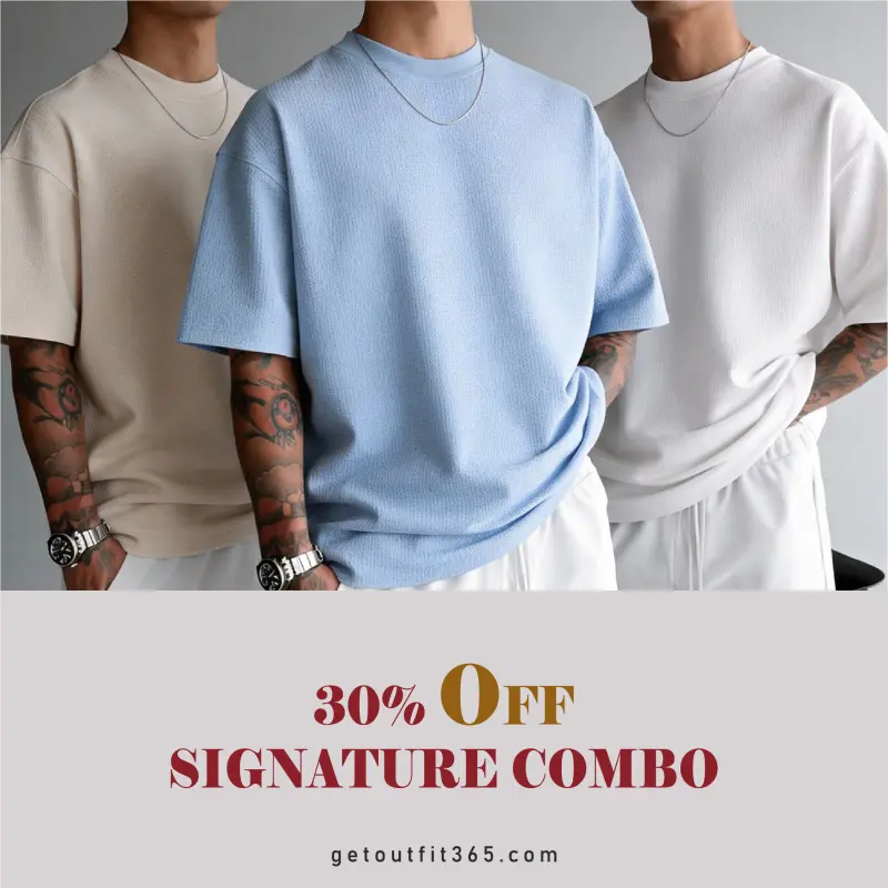 Beige / Sky Blue / White - Waffle Drop Tee's