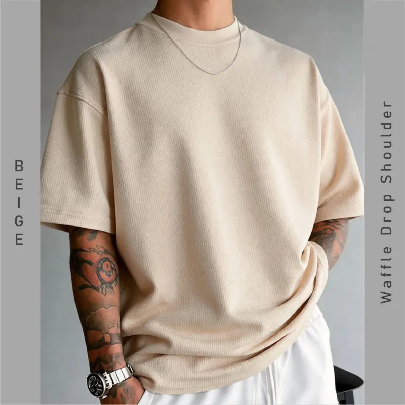 ''BEIGE'' Waffle Drop Shoulder