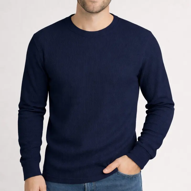 "Navy Blue" Waffle LS