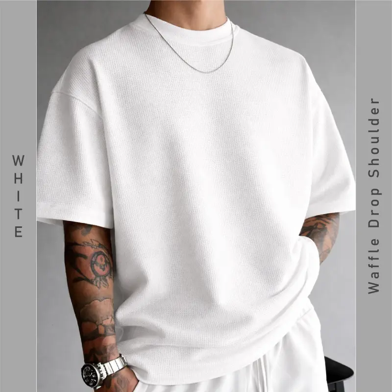 ''WHITE'' Waffle Drop Shoulder